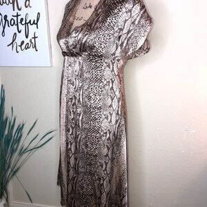 Calypso Christians Celle Snakeskin Print Dress 100% Silk High Lo Style Size XS